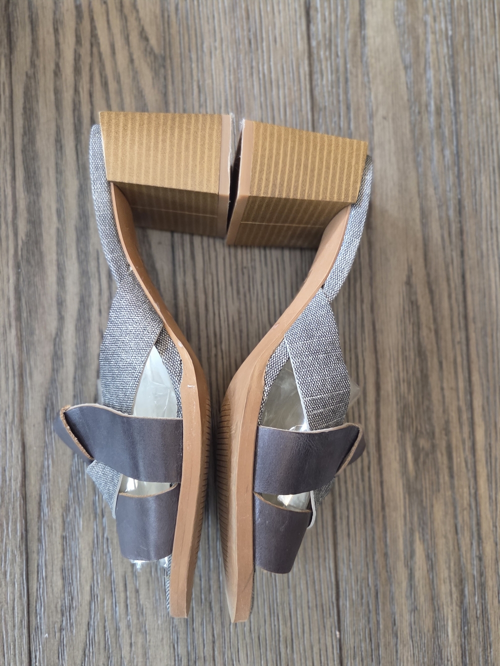 Unity in Diversity Brown and Gray Slip-On Block Heel Mules - Picture 4 of 8